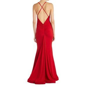 Issue Criss Cross Back V-Neck Maxi Gown Burgundy Red Size Small NWT